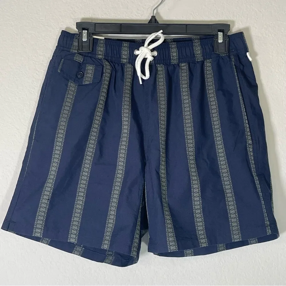 J Crew NWT Men’s 6” Swim Trunk Size Small Cotton Nylon Blend in Dobby Stripe